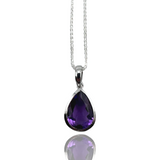 Amethyst Pendant - Sterling Silver - Faceted