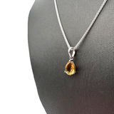 Citrine Pendant - Sterling Silver - Pear