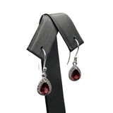 Garnet Earrings - Sterling Silver - Faceted