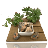 Mineralogy Pocket Stones Blue Apatite in Orange Calcite