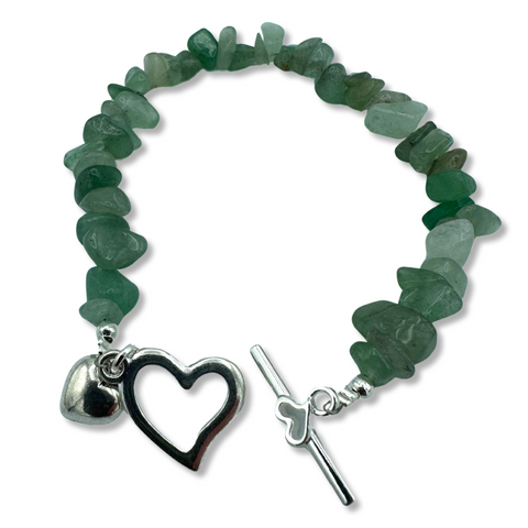 Green Aventurine Heart Toggle Bracelet