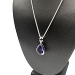 Amethyst Pendant - Sterling Silver - Faceted
