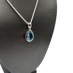 Blue Topaz Pendant - Sterling Silver - Faceted