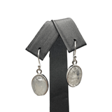 Rainbow Moonstone Earrings - Sterling Silver - Oval