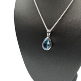 Blue Topaz Pendant - Sterling Silver - Faceted