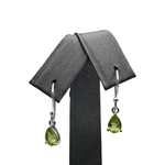 Peridot Earrings - Sterling Silver - Faceted - Pear