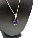 Amethyst Pendant - Sterling Silver - Faceted