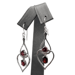 Heart Garnet Earrings - Sterling Silver
