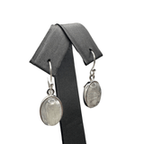 Rainbow Moonstone Earrings - Sterling Silver - Oval