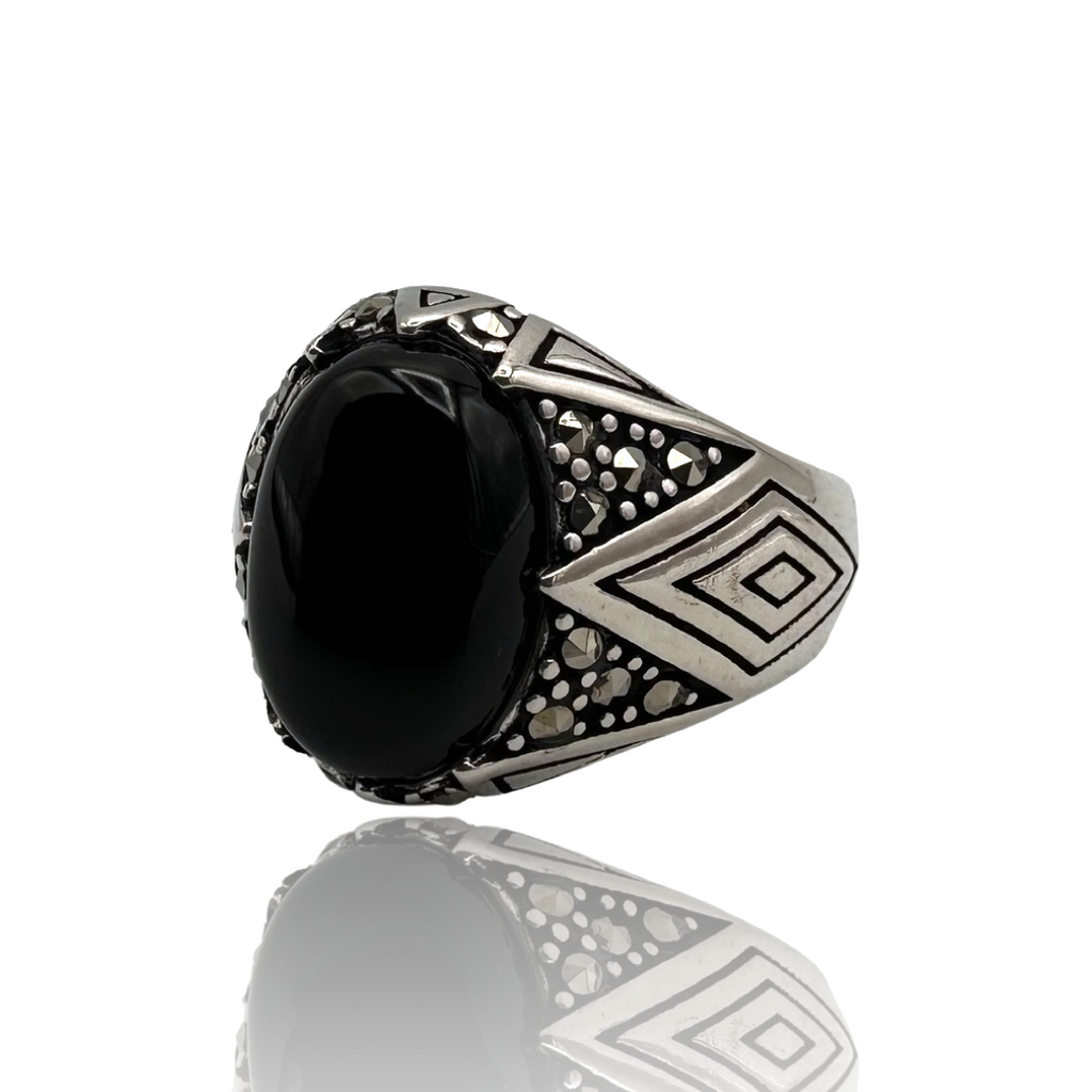 Black Onyx Ring Sterling Silver Gemstone Ring Marquise Shape, SKU 6136 –  Its Ambra