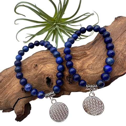 Lapis Lazuli Bracelet With Flower of Life