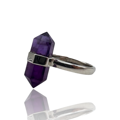 Amethyst Point Ring - Sterling Silver - Size 6