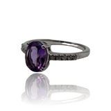 Amethyst Ring - Sterling Silver - Size 6