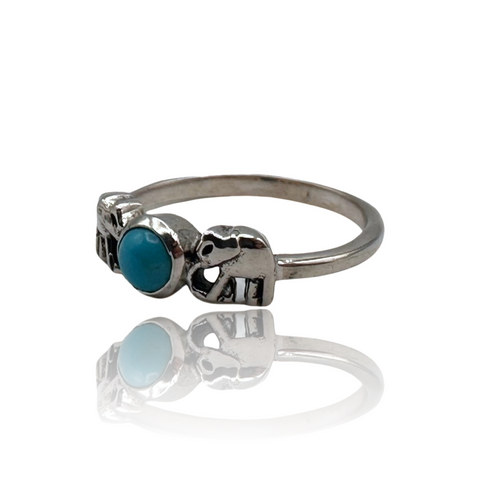 Turquoise Elephant Ring - Sterling Silver - Size 6