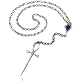 Mineralogy Fine Jewelry Ankh Lariat Necklace with Lapis Lazuli in Sterling Silver - Hochmuth