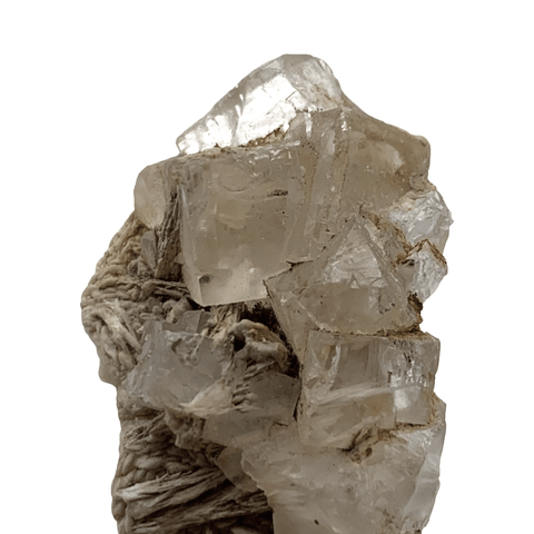 Mineralogy Minerals Clear Fluorite on Barite - Morocco