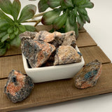 Mineralogy Pocket Stones Blue Apatite in Orange Calcite