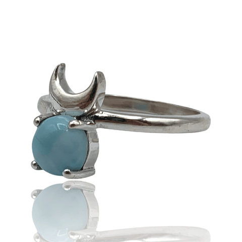 Sanchi Rings Larimar Moon Ring - Sterling Silver