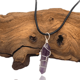 Wade Wire Wrap Handmade Amethyst Wire Wrap Necklace - Sterling Silver