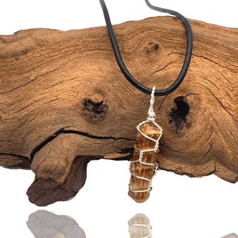 Wade Wire Wrap Handmade Aragonite Wire Wrap Necklace - Sterling Silver