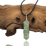Wade Wire Wrap Handmade Green Aventurine Wire Wrap Necklace - Sterling Silver
