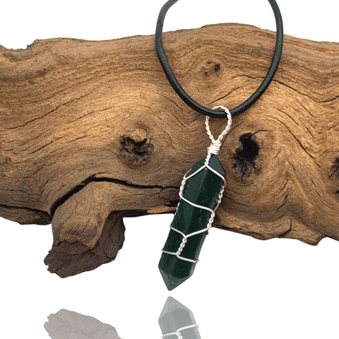 Wade Wire Wrap Handmade Jade Wire Wrap Necklace - Sterling Silver