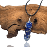 Wade Wire Wrap Handmade Lapis Lazuli Wire Wrap Necklace - Sterling Silver