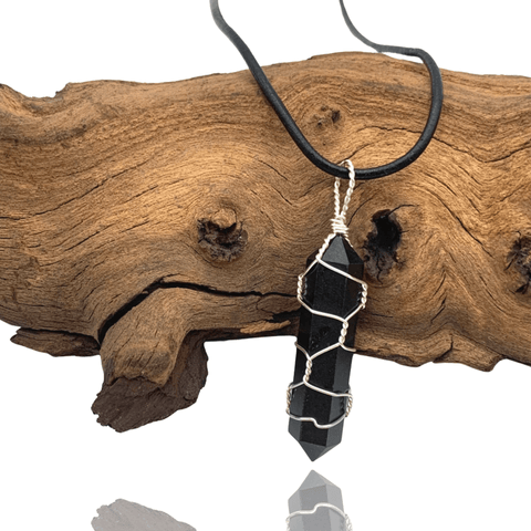 Wade Wire Wrap Handmade Onyx Wire Wrap Necklace - Sterling Silver
