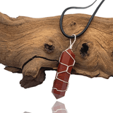 Wade Wire Wrap Handmade Red Jasper Wire Wrap Necklace - Sterling Silver
