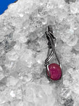 Wade Wire Wrap Ruby Wire Wrap Pendant - Oxidized Sterling Silver - Handmade